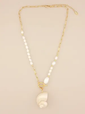 Shell Pearl Delicate Drop Necklace