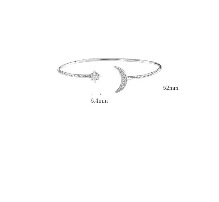 Shining Star Moon S925 Sterling Silver Bracelet