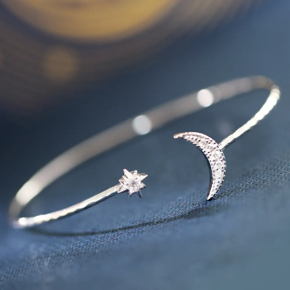 Shining Star Moon S925 Sterling Silver Bracelet