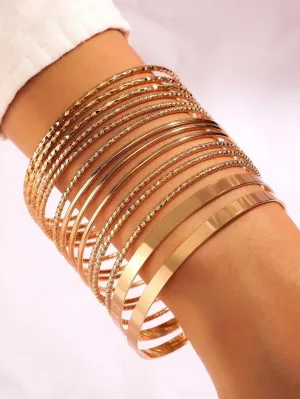 Signature Gold Bangle Bracelet Set