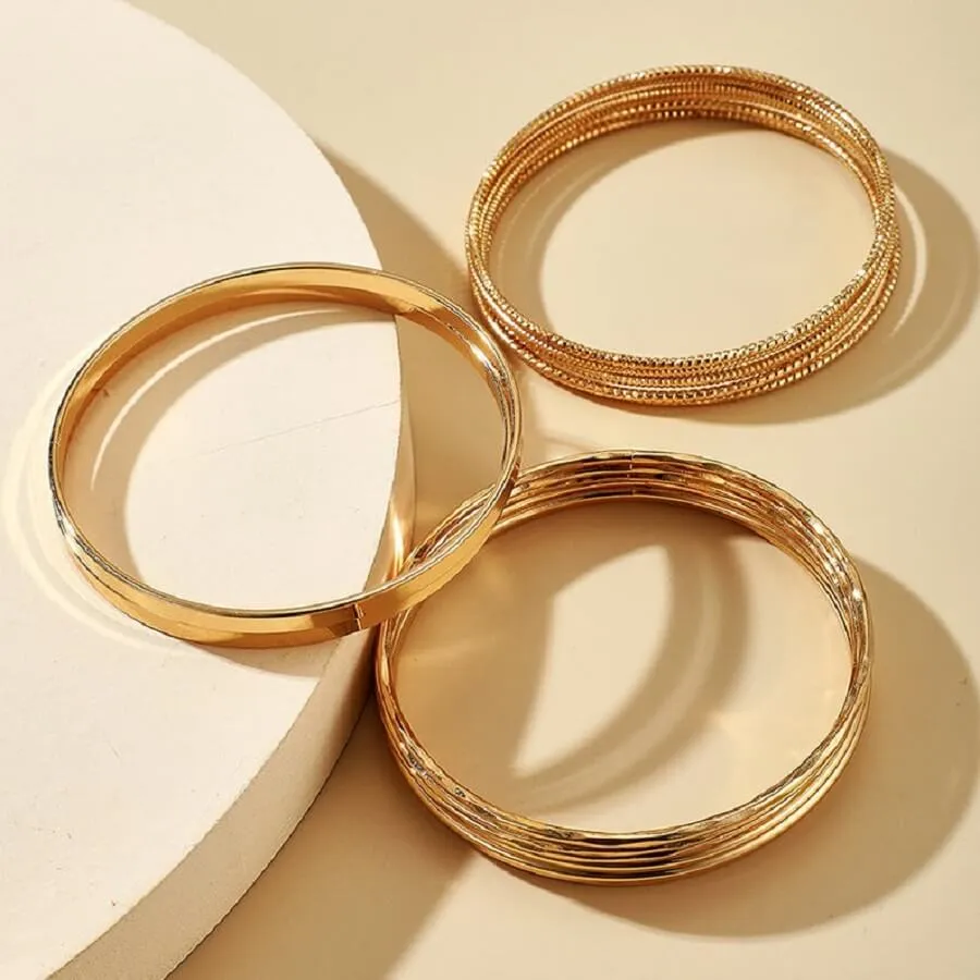 Signature Gold Bangle Bracelet Set