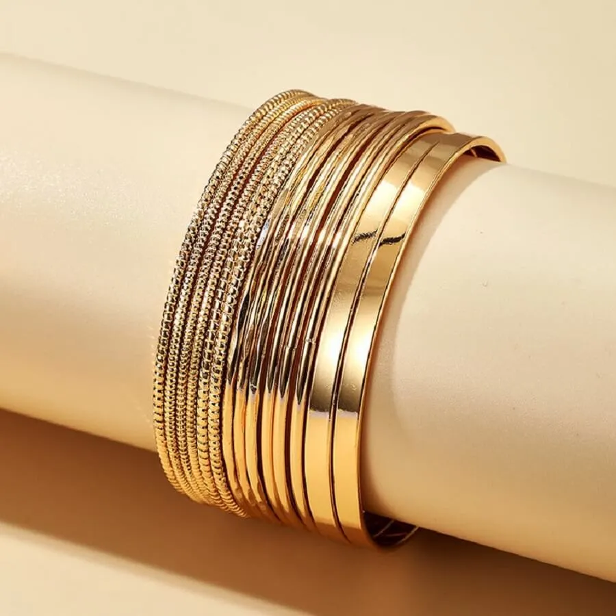 Signature Gold Bangle Bracelet Set