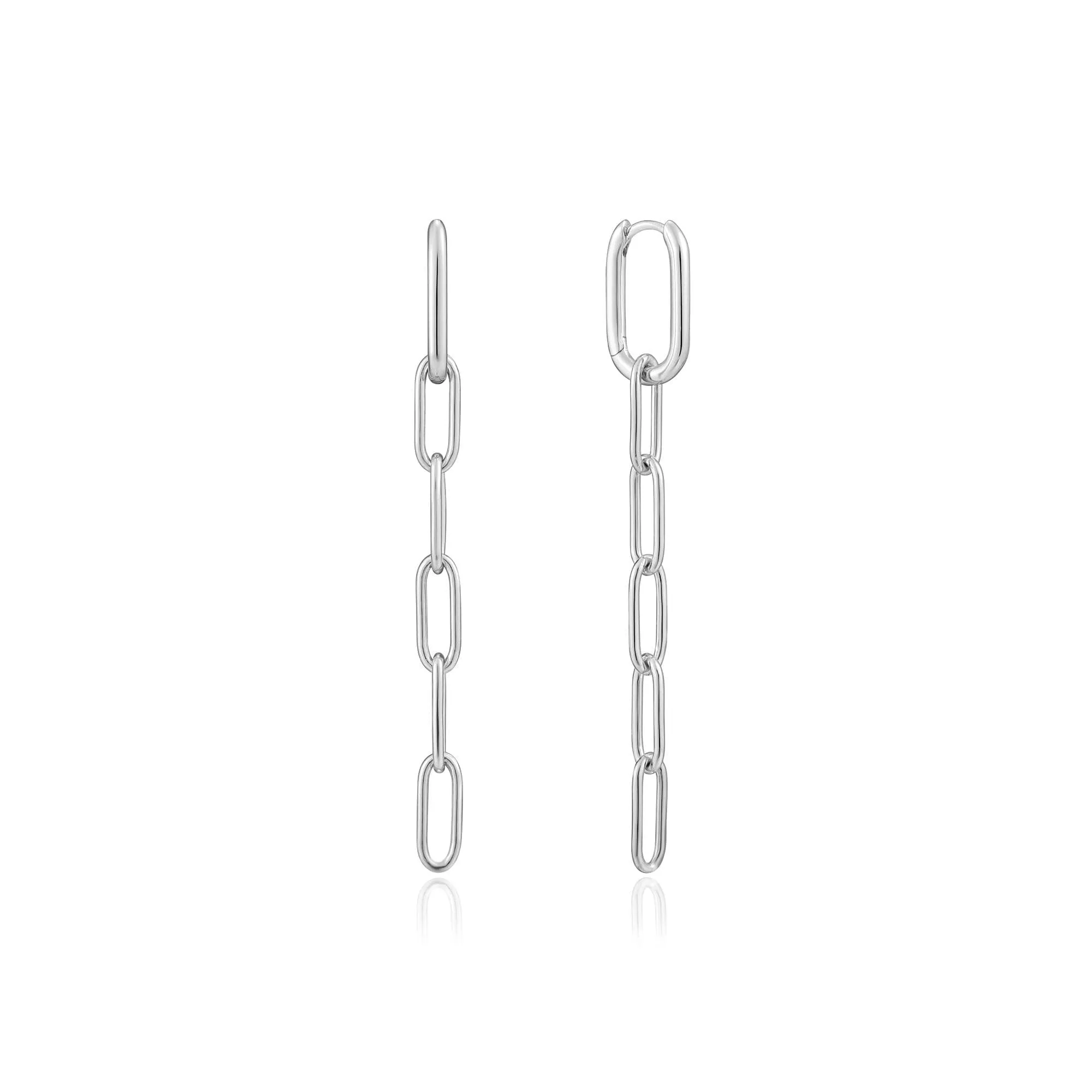 Silver Cable Link Drop Earrings