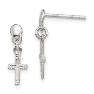 Silver Cross Mini Post Dangle Earrings