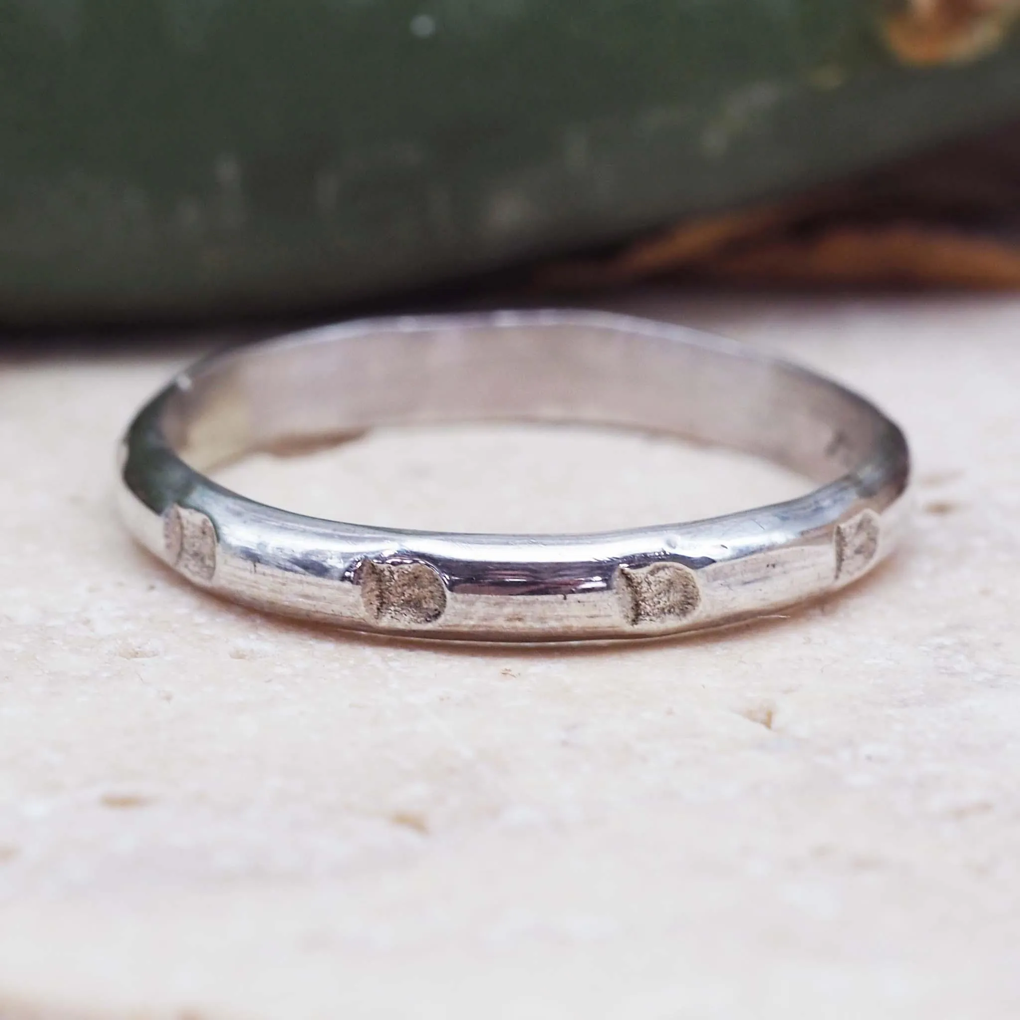 Silver Hand Carved Navajo Ring