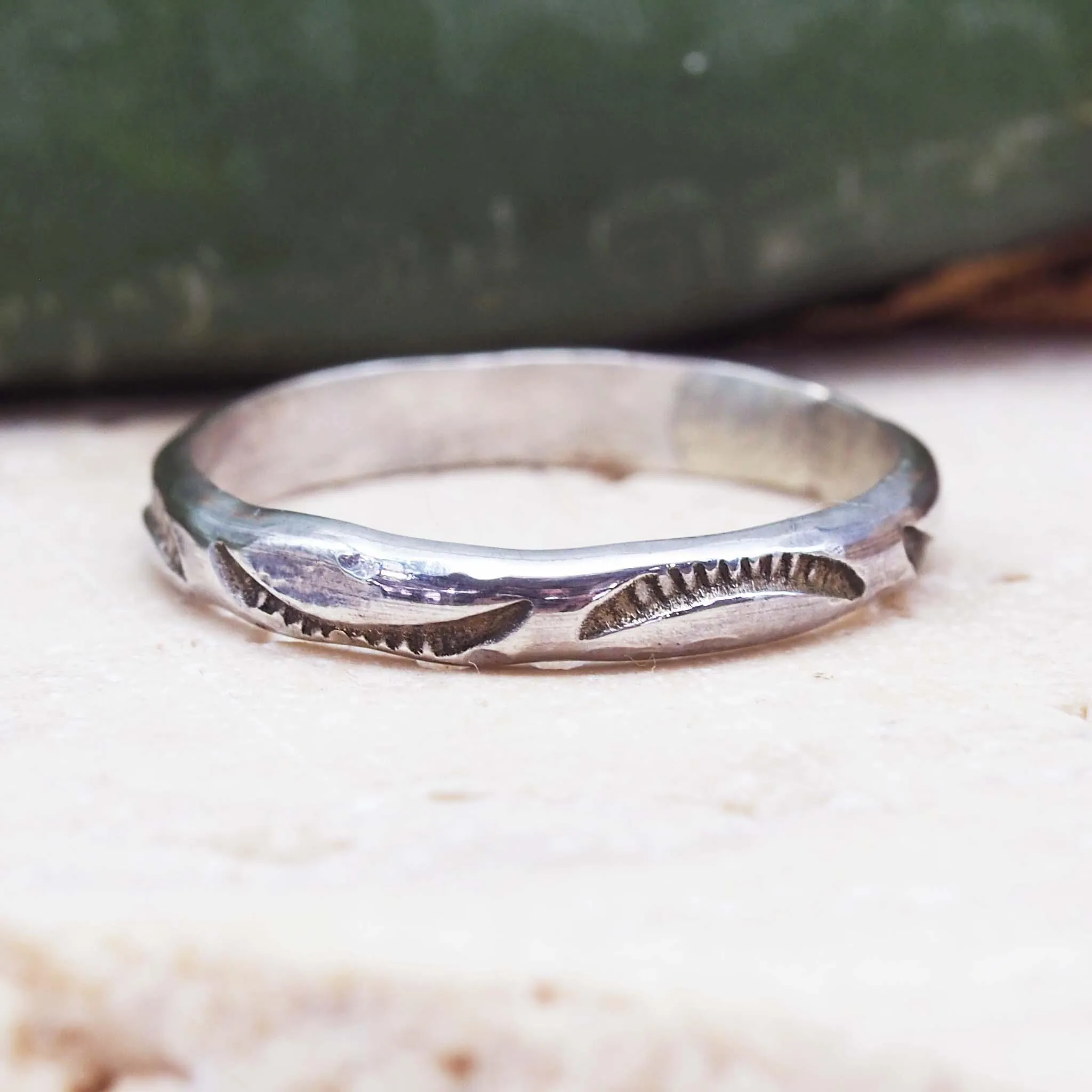 Silver Hand Carved Navajo Ring