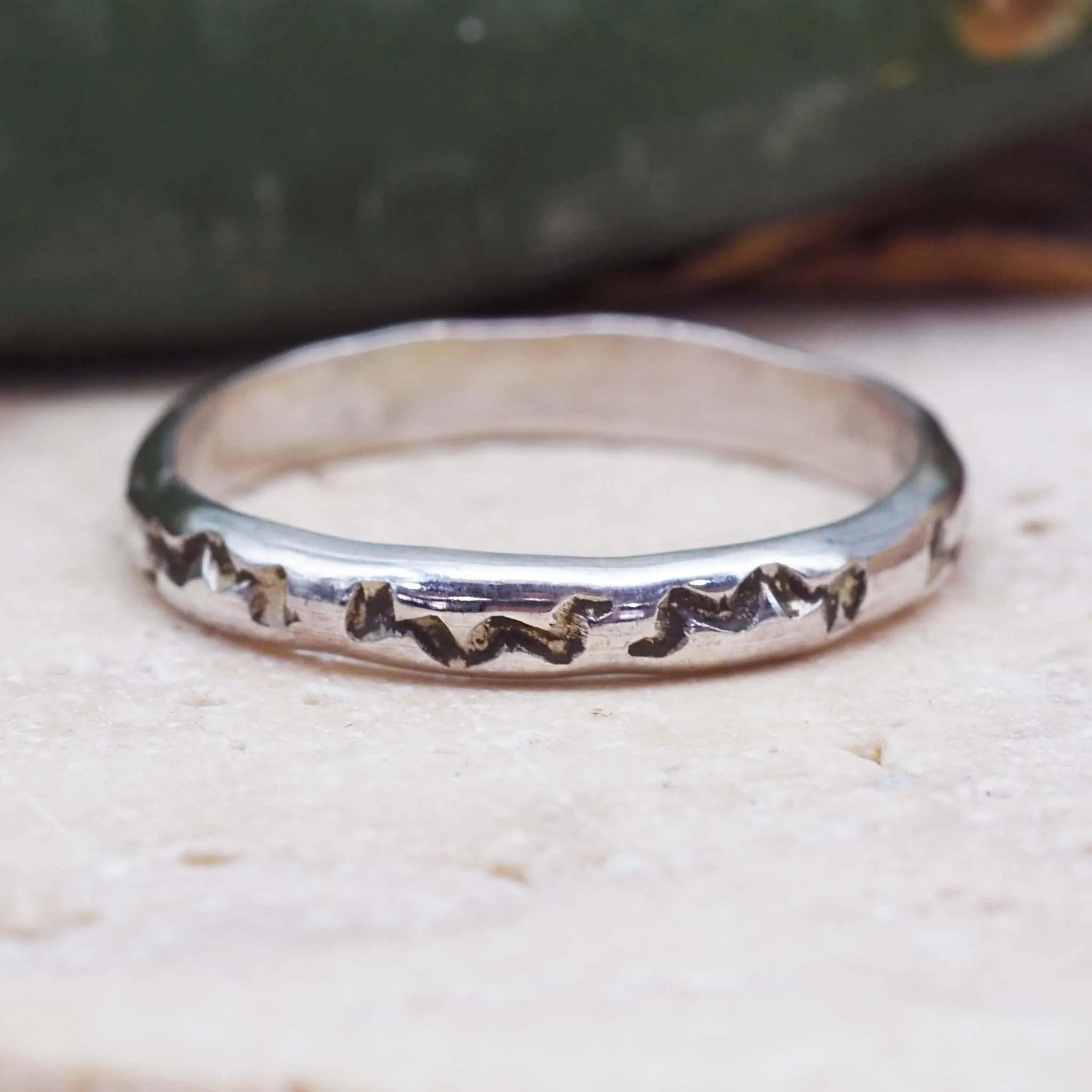 Silver Hand Carved Navajo Ring