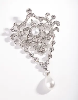 Silver Regal Pearl Brooch