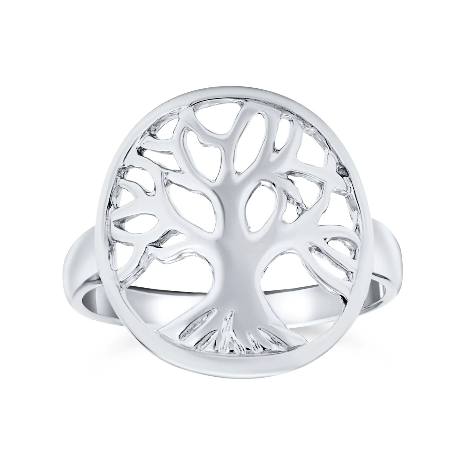 Silver Ring: Large Open Round Family Tree of Life Sterling Statement Piece