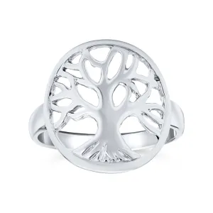 Silver Ring: Large Open Round Family Tree of Life Sterling Statement Piece