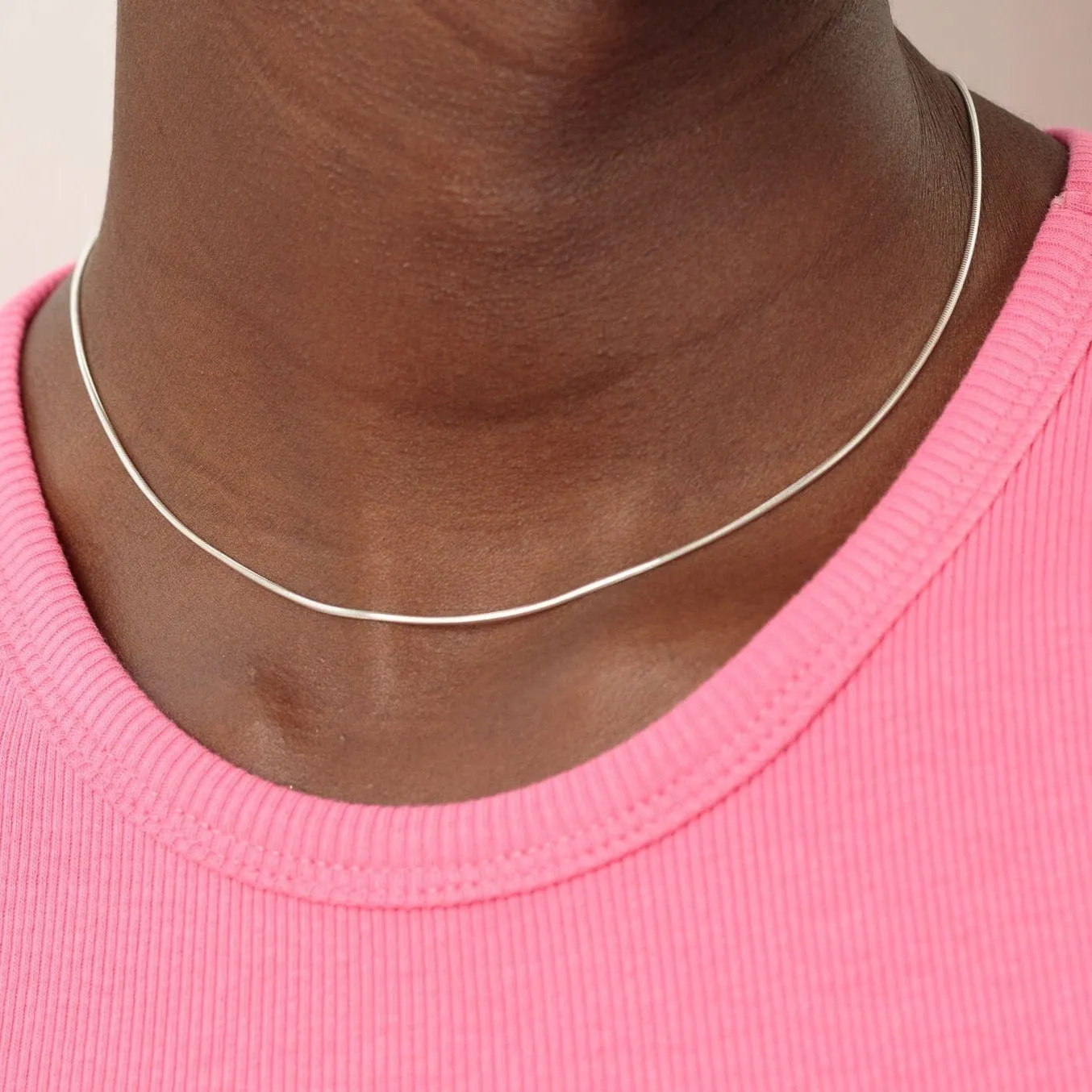 Silver Round Snake Chain Necklace