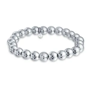 Simple Sterling Silver Bead Ball Stretch Bracelet Stackable 6-10 MM Various Sizes