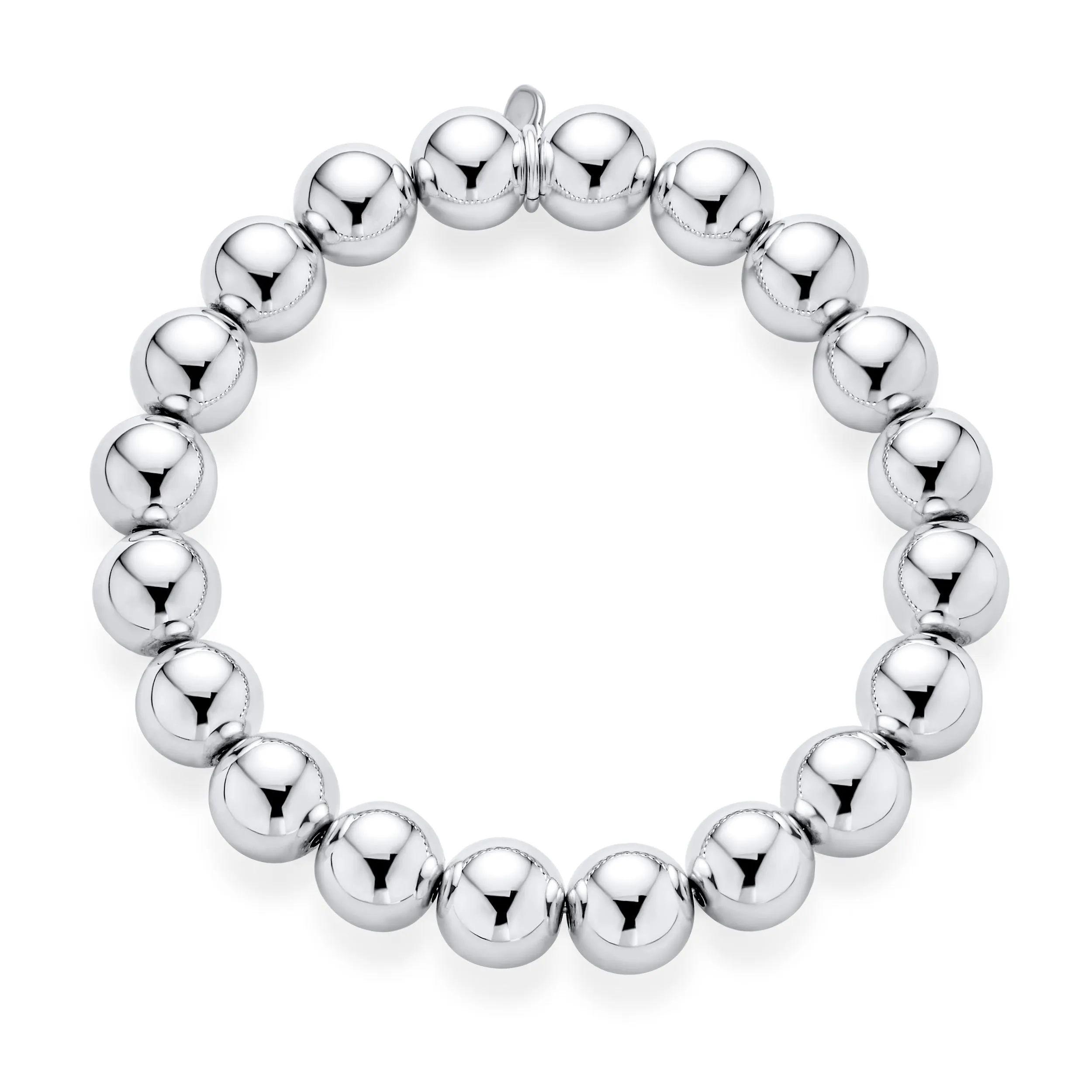 Simple Sterling Silver Bead Ball Stretch Bracelet Stackable 6-10 MM Various Sizes