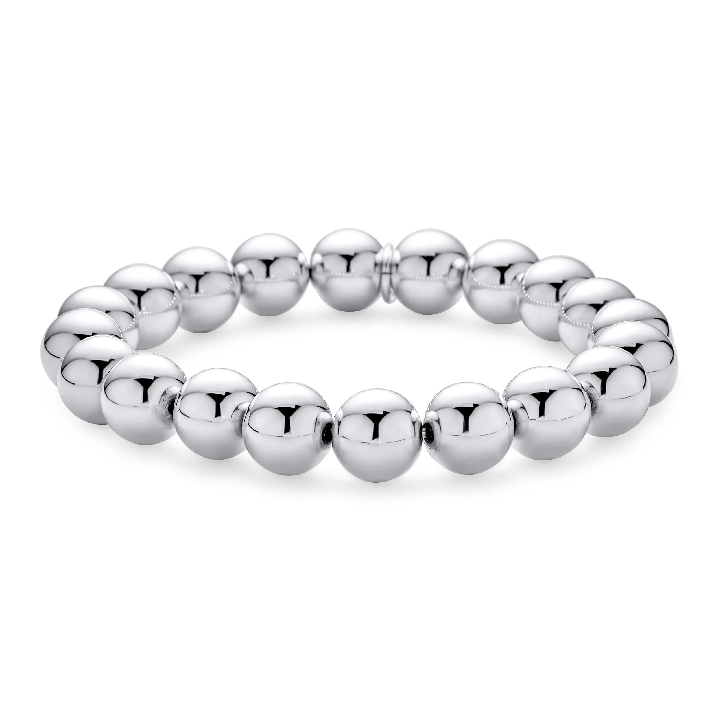 Simple Sterling Silver Bead Ball Stretch Bracelet Stackable 6-10 MM Various Sizes