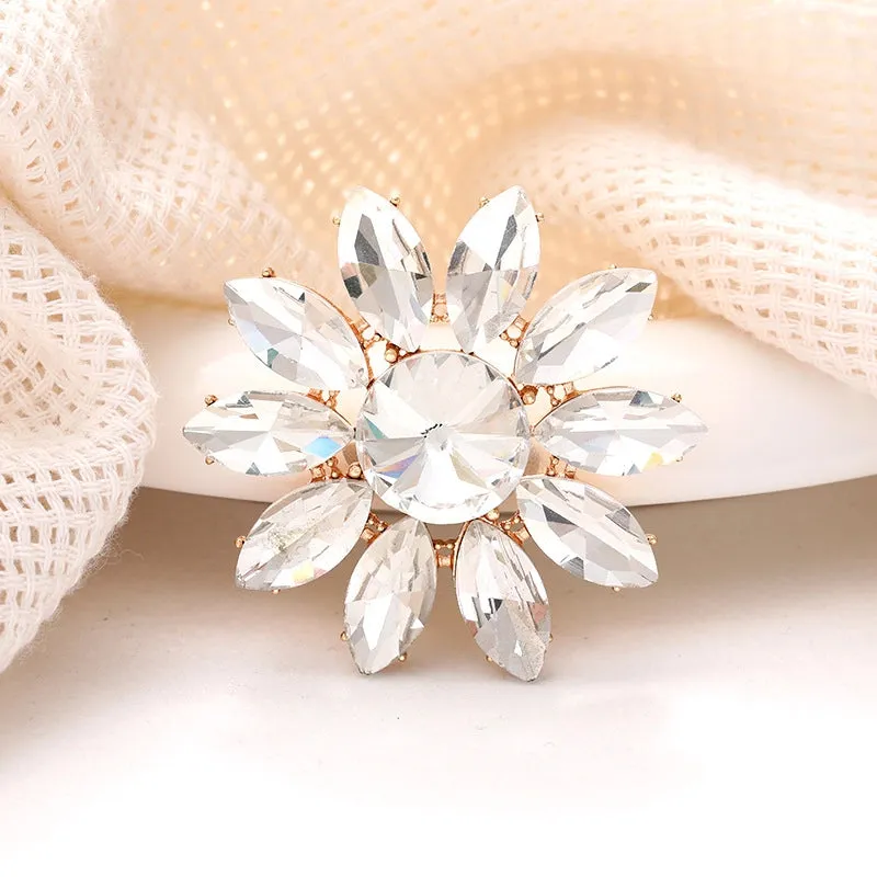 Simple Style Classic Style Pin Flower Alloy Inlay Zircon Women's Brooches 1 Piece