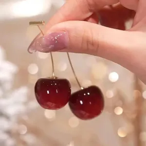 Small Fresh Sweet Lovely Cherry Cherries Cherries Earrings Pendant Fruit Earrings Red Cherry Earrings Charm Jewelry