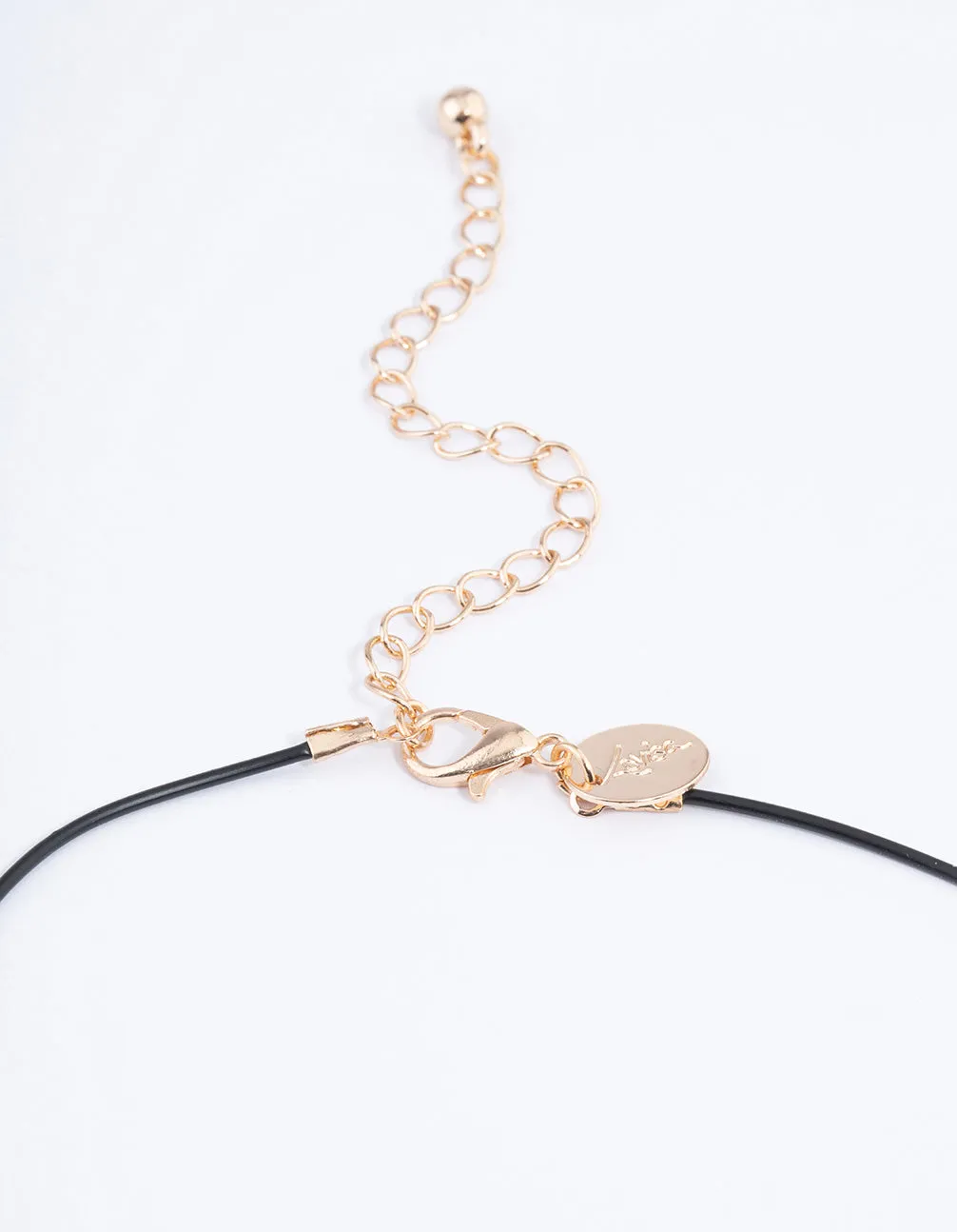 Small Gold Puffy Heart Cord Necklace