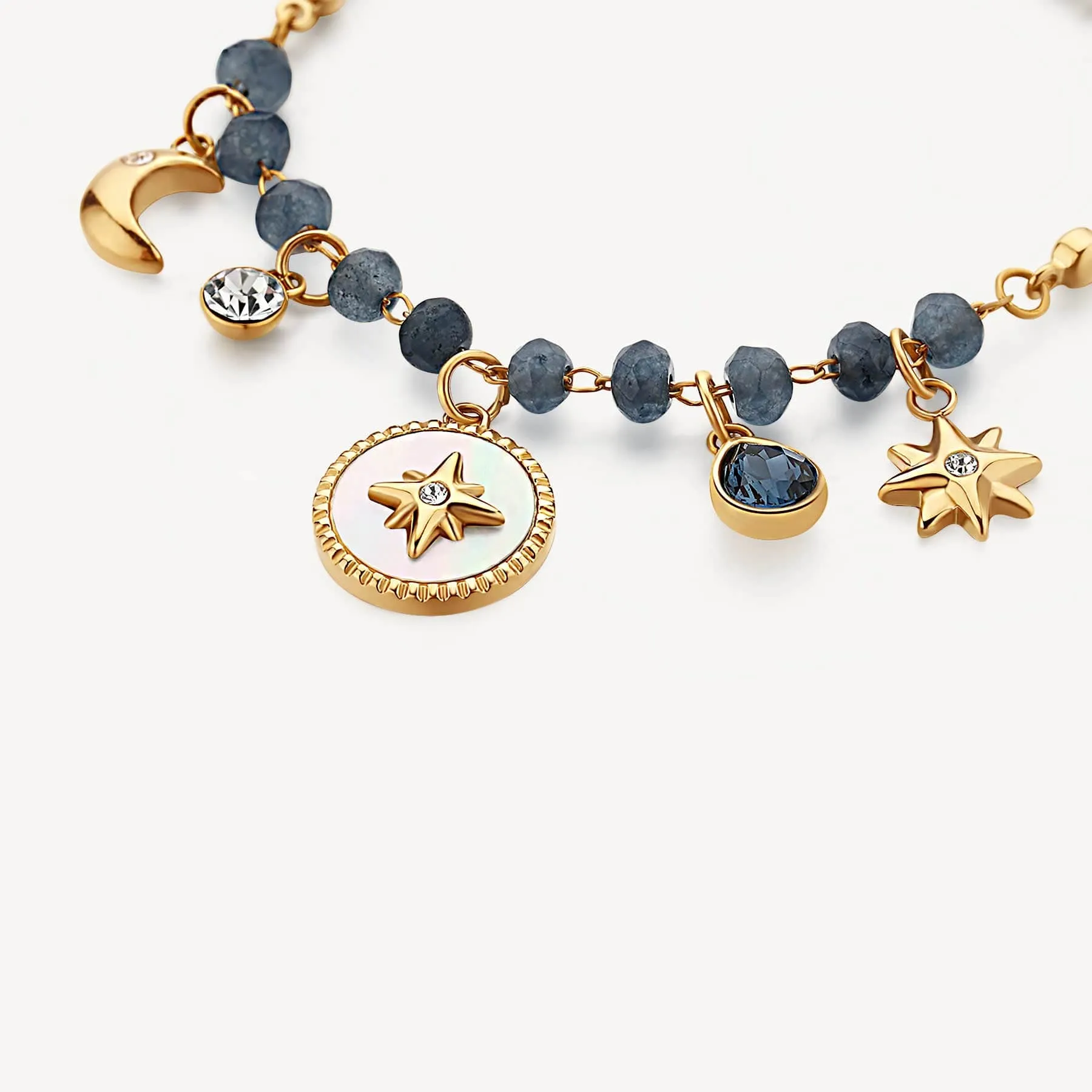 Stainless Steel Gold Tone Chakra Bracelet - Star