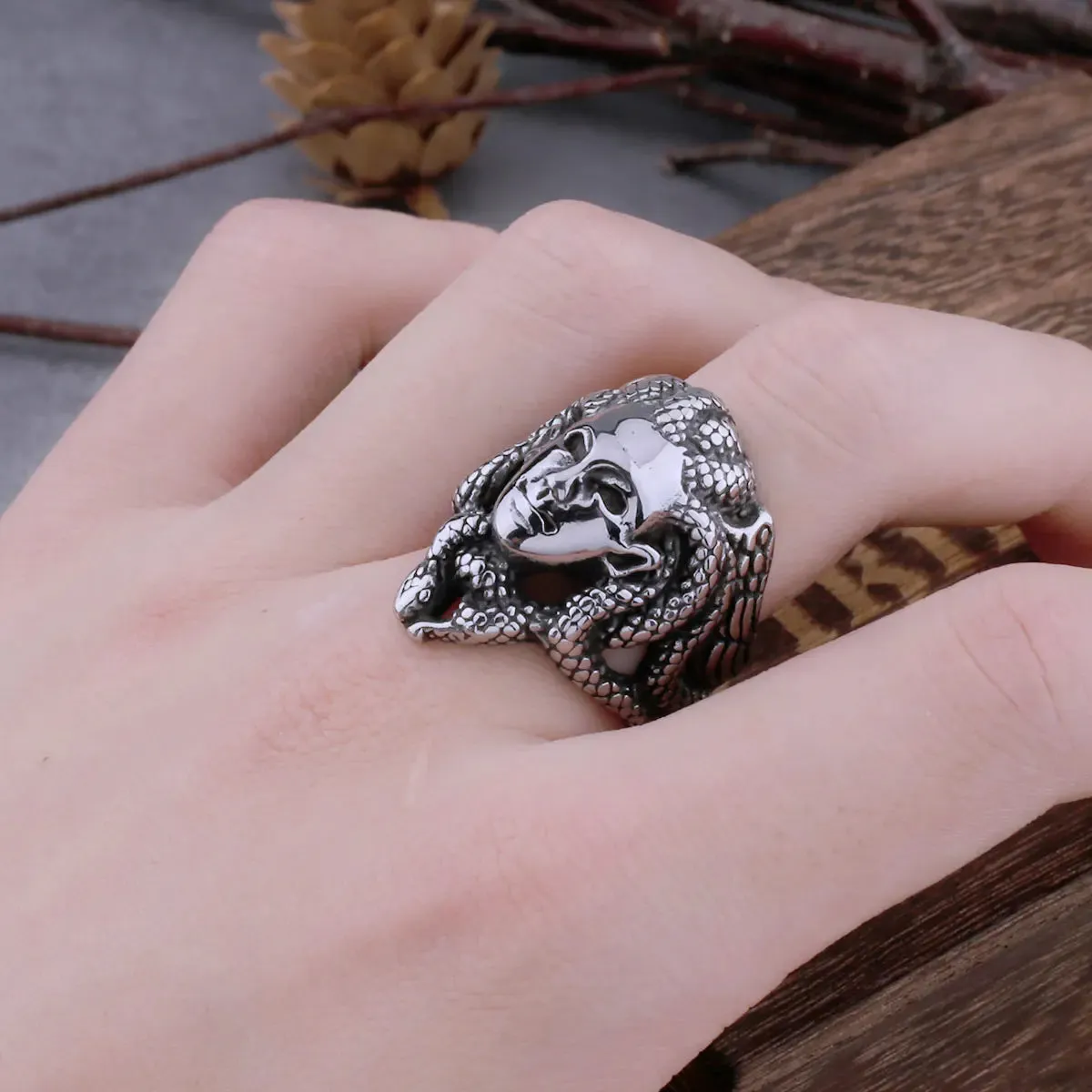 Stainless Steel Vintage Greek Mythology Medusa Viking Ring