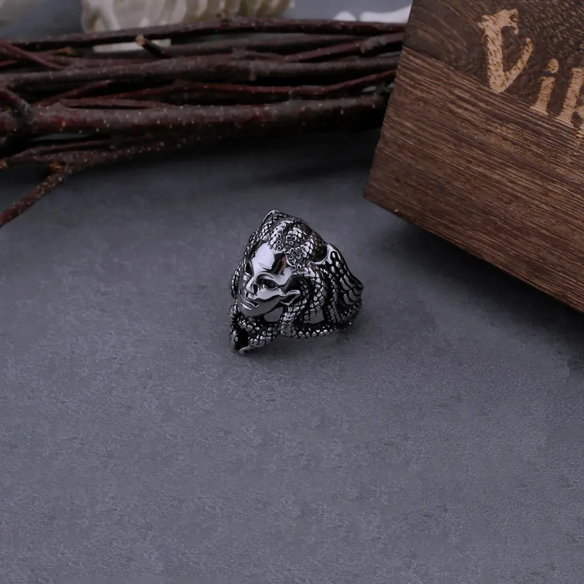 Stainless Steel Vintage Greek Mythology Medusa Viking Ring