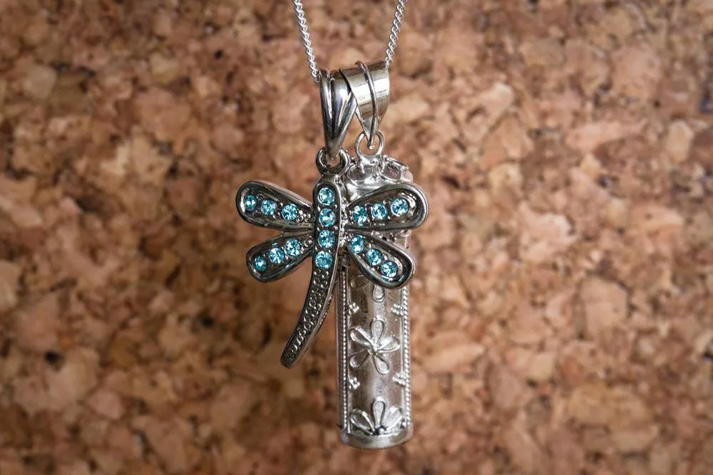 Sterling Silver Daisy and Dragonfly Sympathy Necklace