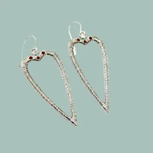 Sterling Silver Earrings for Woman dangling earrings with zircons,  Heart Romantic Dangling Earrings