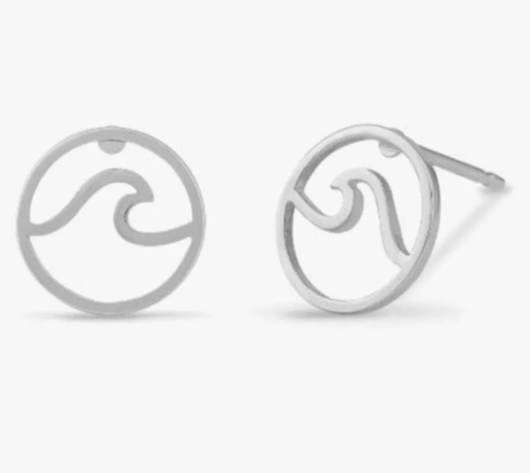 Sterling Silver Wave Stud Earrings