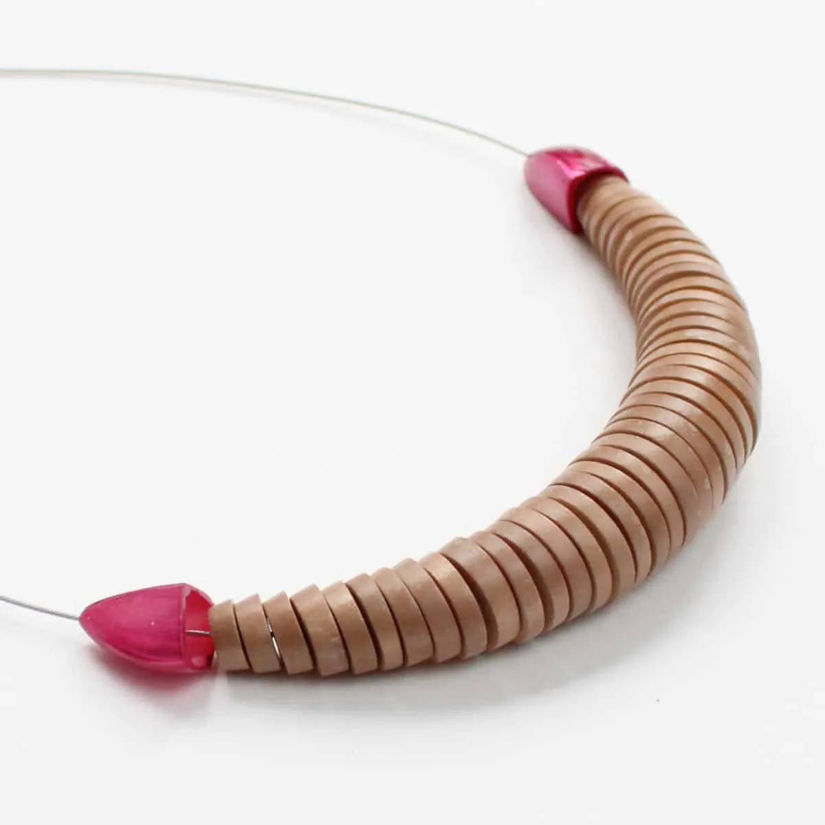 Tan Delicate Wooden Necklace by Sylca