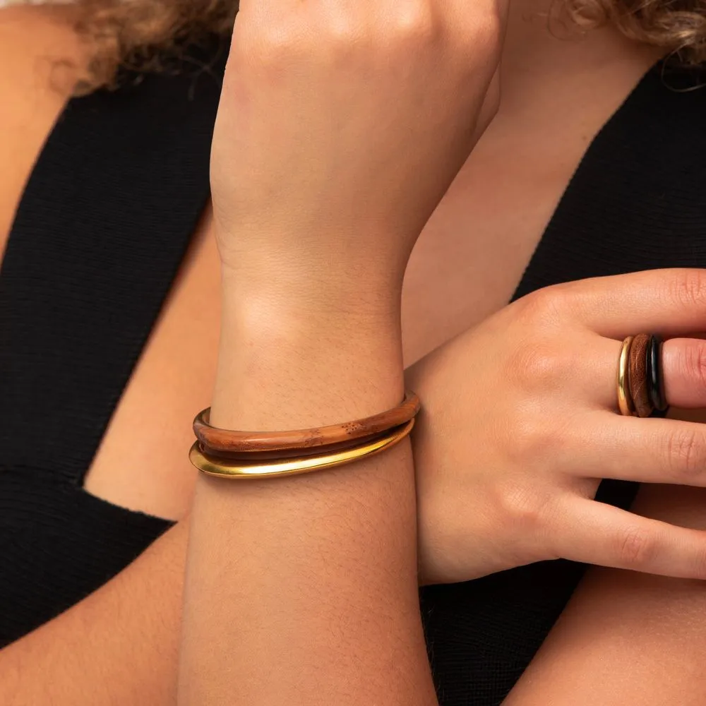 Teak Sabi Outline Cuff Bracelet