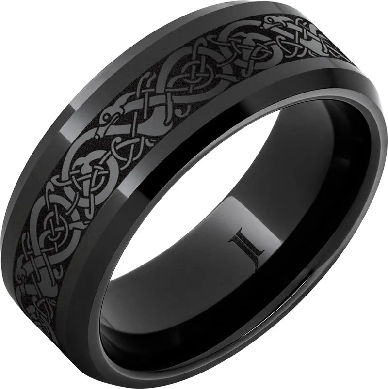 The Viking Black Diamond Ceramic™ Engraved Ring