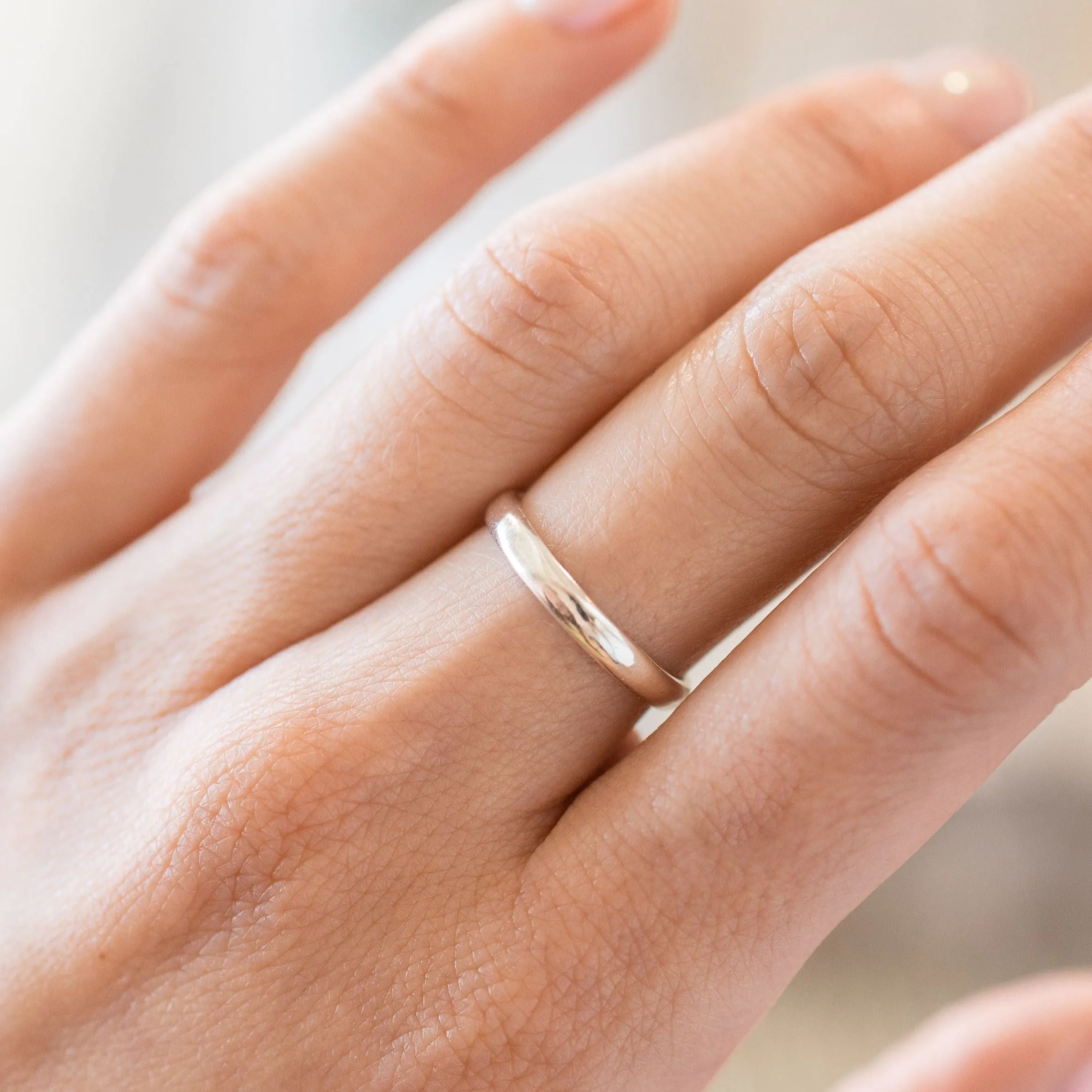 Thick Half Round Stacking Ring in Silver