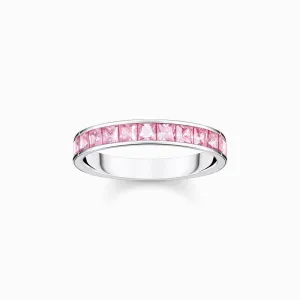 Thomas Sabo Ring with Pink Stones - PavÃ© Silver