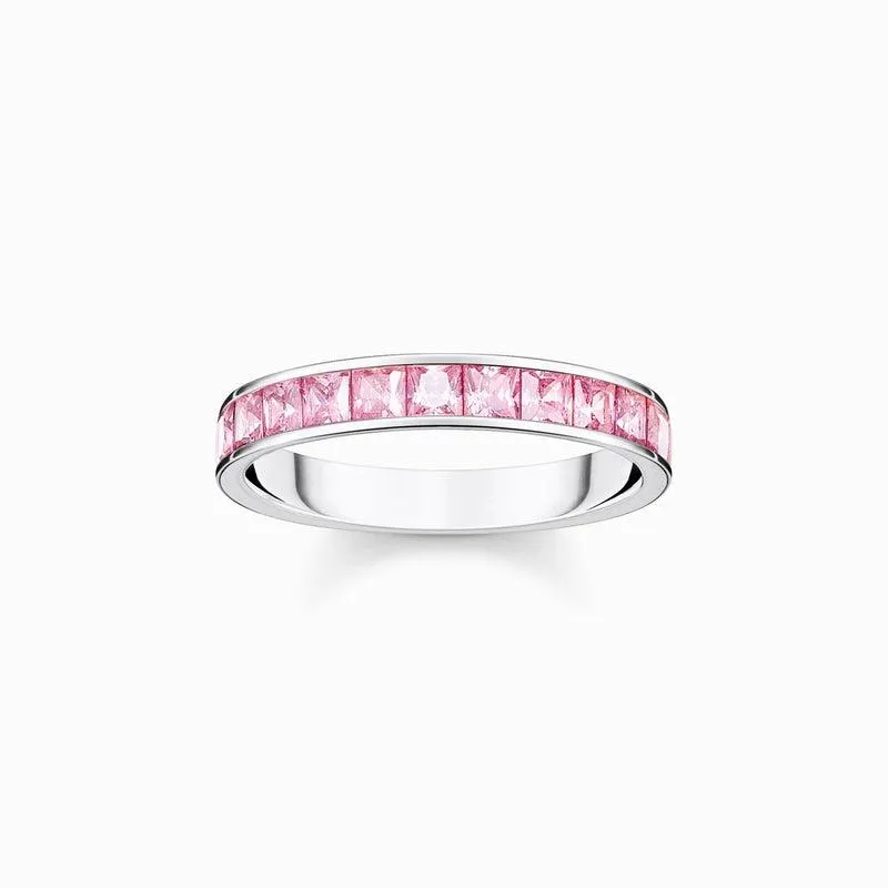 Thomas Sabo Ring with Pink Stones - PavÃ© Silver