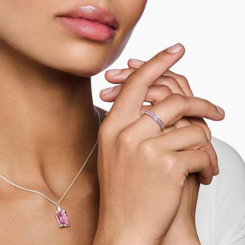 Thomas Sabo Ring with Pink Stones - PavÃ© Silver