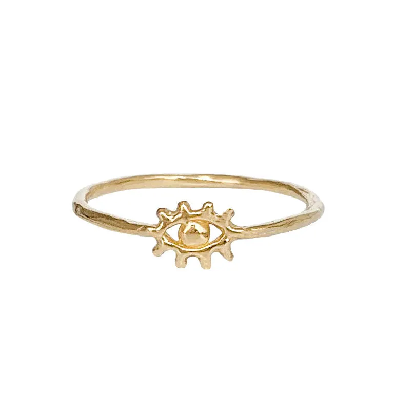 Tiny Eye of Protection Ring | Solid 14K Gold