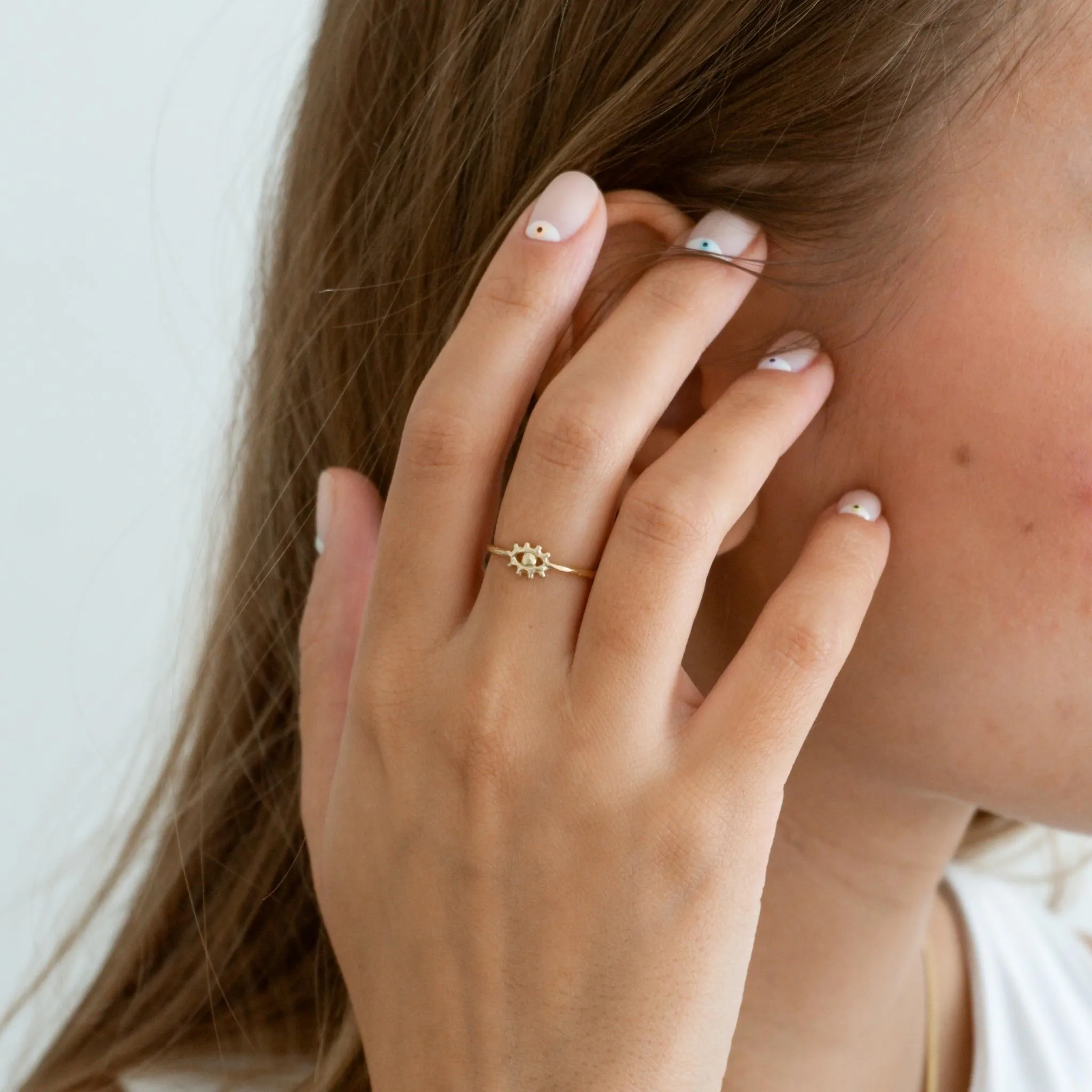 Tiny Eye of Protection Ring | Solid 14K Gold