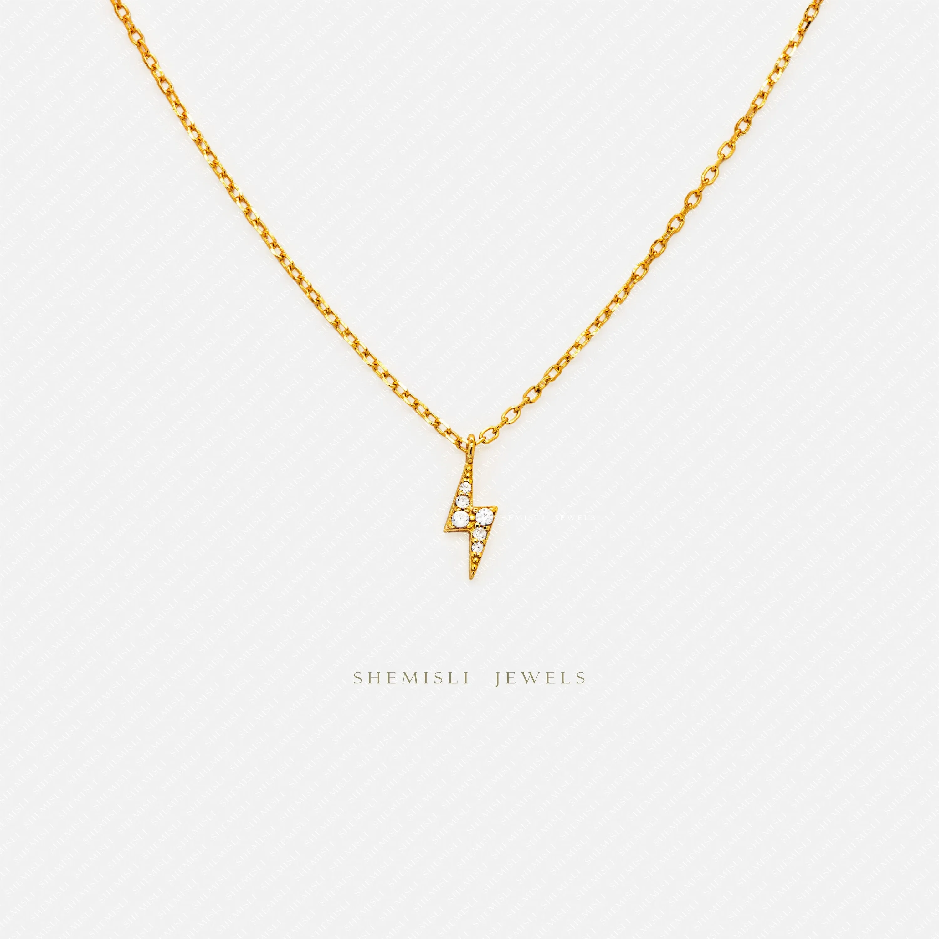 Tiny Lightning Necklace, Silver or Gold Plated  (15.5" 2") SHEMISLI - SN028