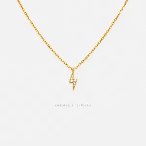 Tiny Lightning Necklace, Silver or Gold Plated  (15.5" 2") SHEMISLI - SN028