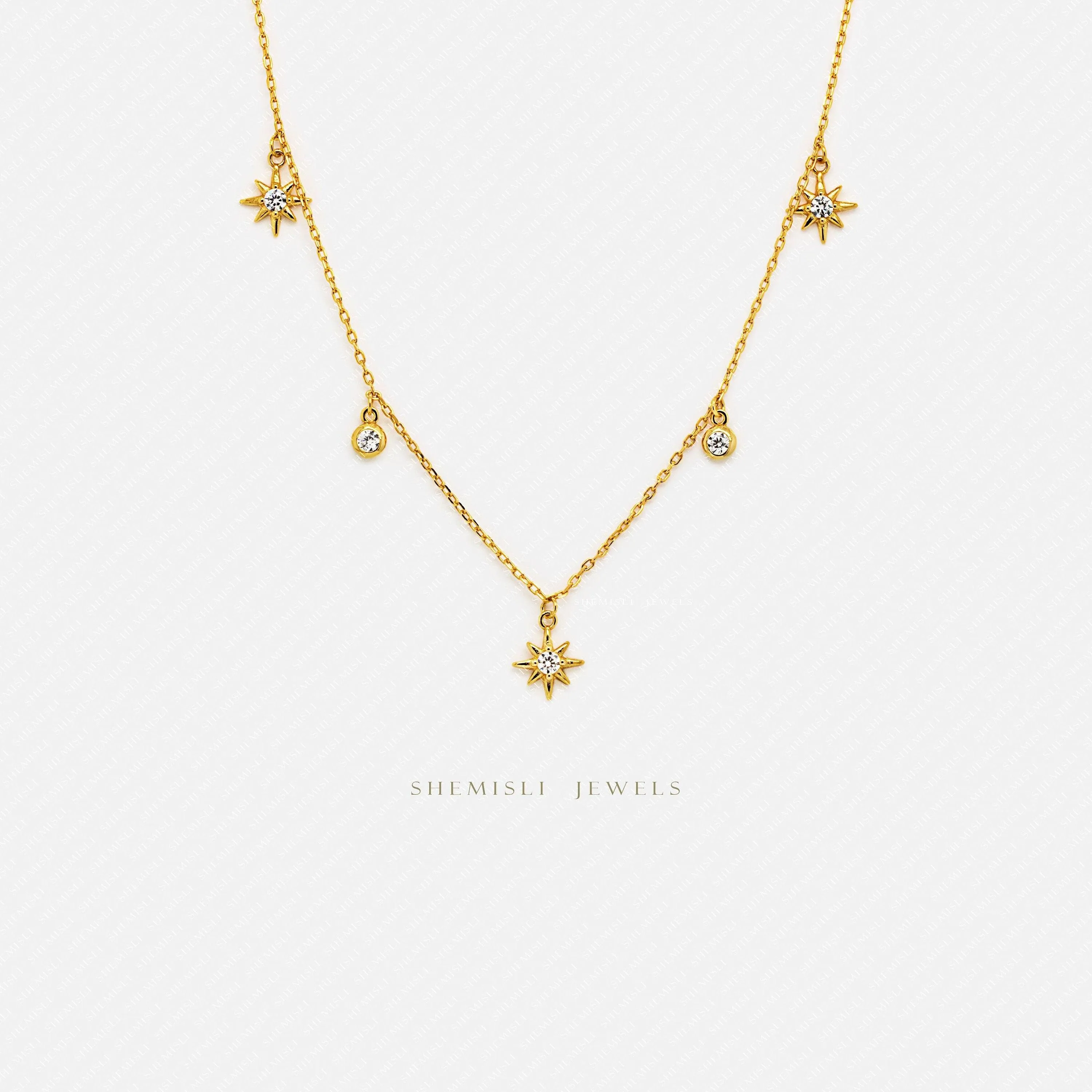 Tiny Star Necklace, Silver or Gold Plated  (15.5" 2") SHEMISLI - SN025