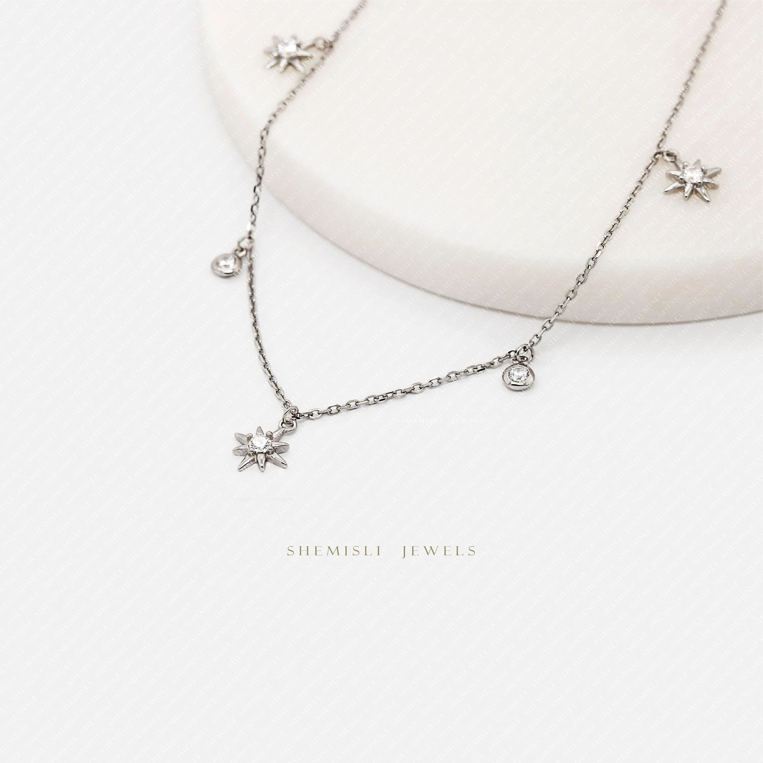 Tiny Star Necklace, Silver or Gold Plated  (15.5" 2") SHEMISLI - SN025