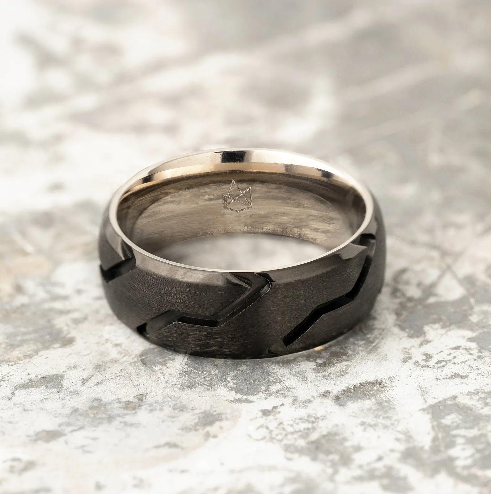 Titanium Ring - Black Striker