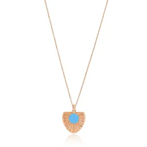 Turquoise Rose Gold Sun Pendant - Sterling Silver