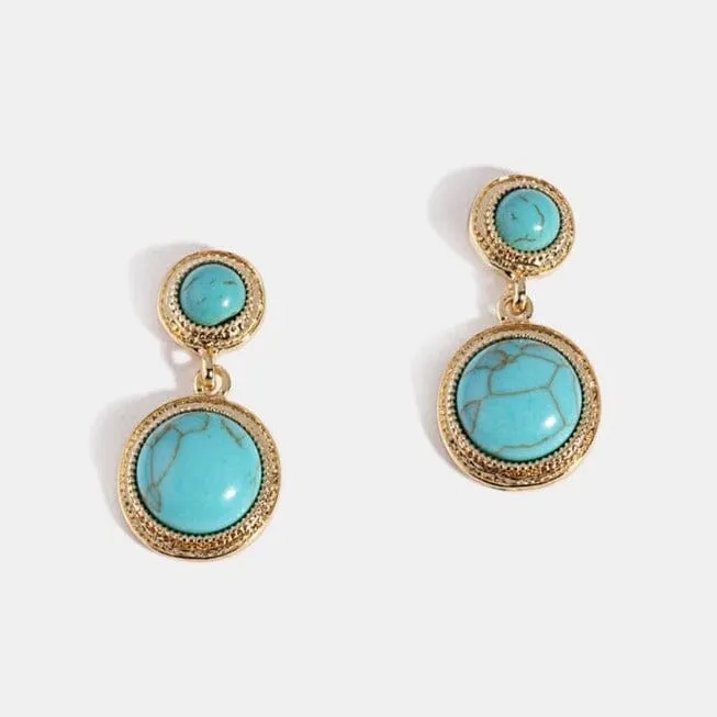 Turquoise Tigereye Water Drop Shaped Vintage Style Earrings