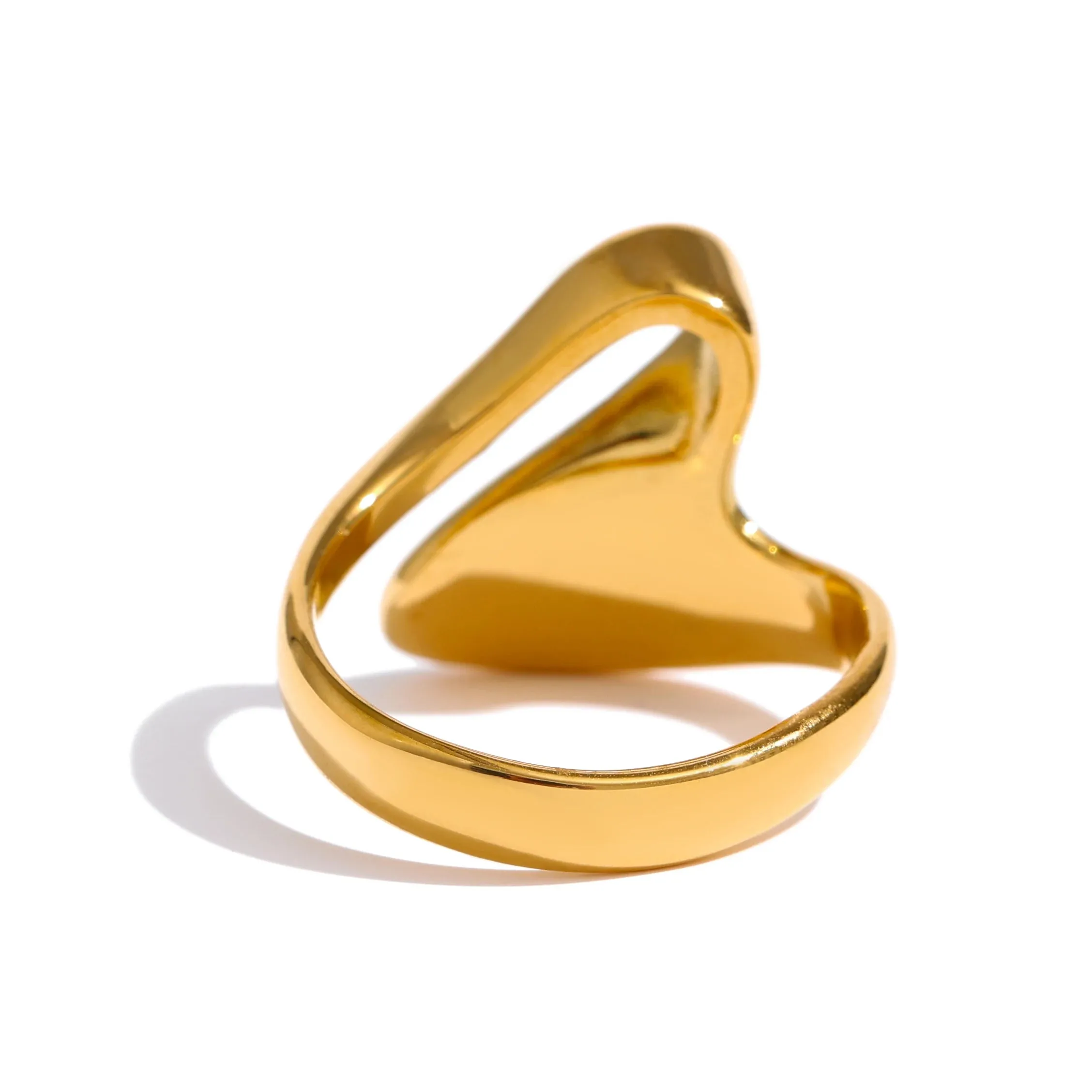 VAIGE Irregular Golden Geometric Cocktail Ring in 316L Stainless Steel - Minimalist Fashion Jewelry