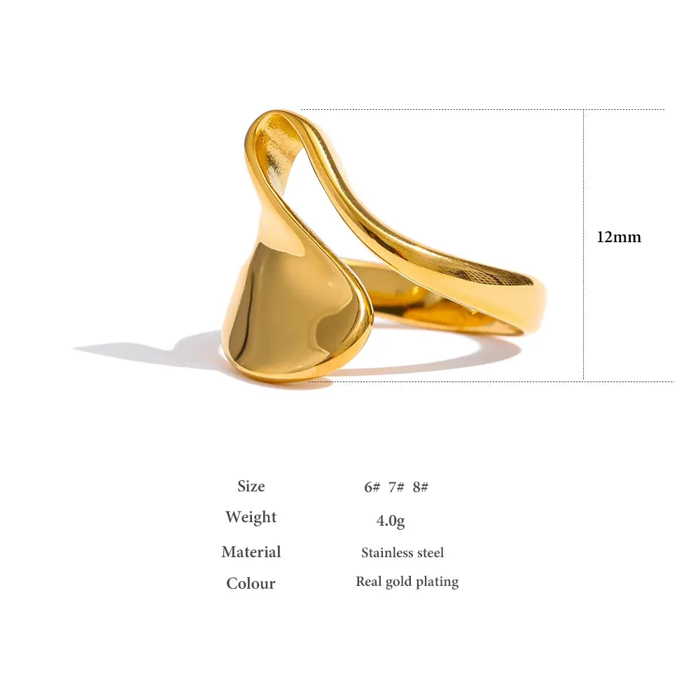 VAIGE Irregular Golden Geometric Cocktail Ring in 316L Stainless Steel - Minimalist Fashion Jewelry