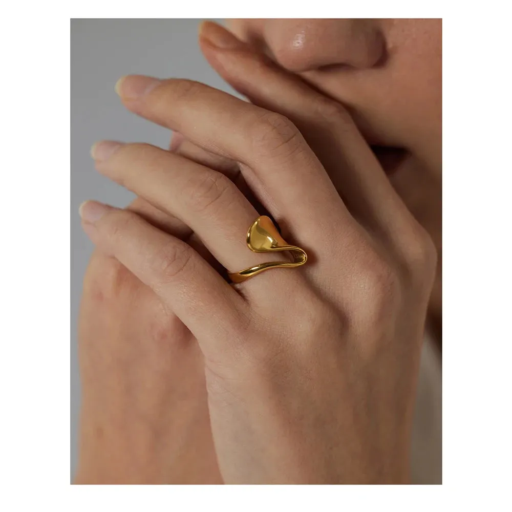 VAIGE Irregular Golden Geometric Cocktail Ring in 316L Stainless Steel - Minimalist Fashion Jewelry