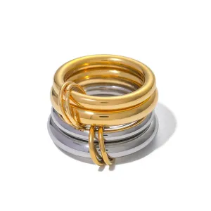 VAIGE Minimalist 18K Gold Glossy Stainless Steel Thin Exquisite Ring Set - PVD Waterproof Stylish Trendy Korean Jewelry