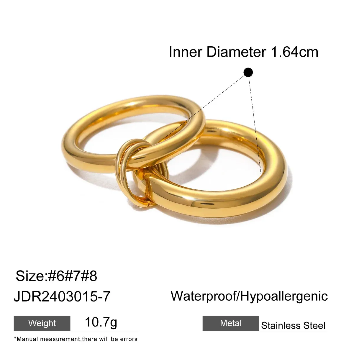 VAIGE Minimalist 18K Gold Glossy Stainless Steel Thin Exquisite Ring Set - PVD Waterproof Stylish Trendy Korean Jewelry