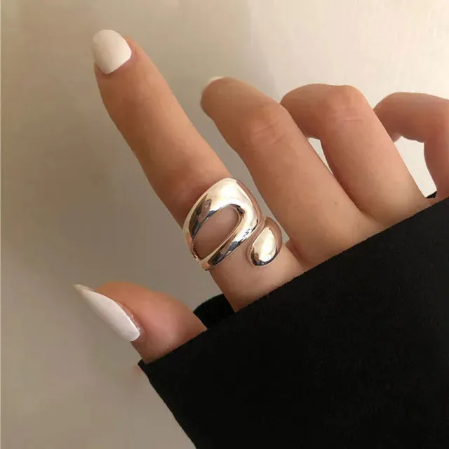 VAIGE Minimalist Silver Geometric Hollow Rings for Fashionable Occasions - Stylish Cubic Zirconia Jewelry Gifts