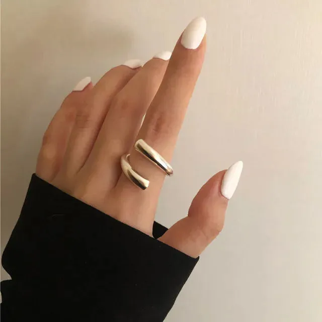 VAIGE Minimalist Silver Geometric Hollow Rings for Fashionable Occasions - Stylish Cubic Zirconia Jewelry Gifts